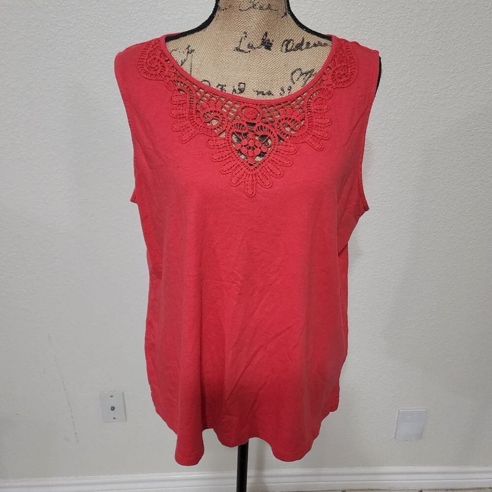 TALBOTS LINEN crocheted lace tank‎ top size 2x